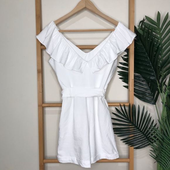 SOLD Zara White Frill Ruffle Linen Blend Romper S - Picture 4 of 12